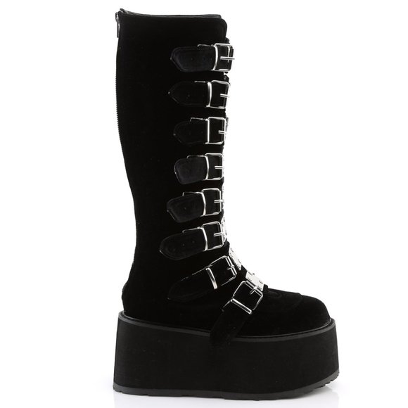 Gothic Velvet Platform Knee High Boots - Picture 1 of 5